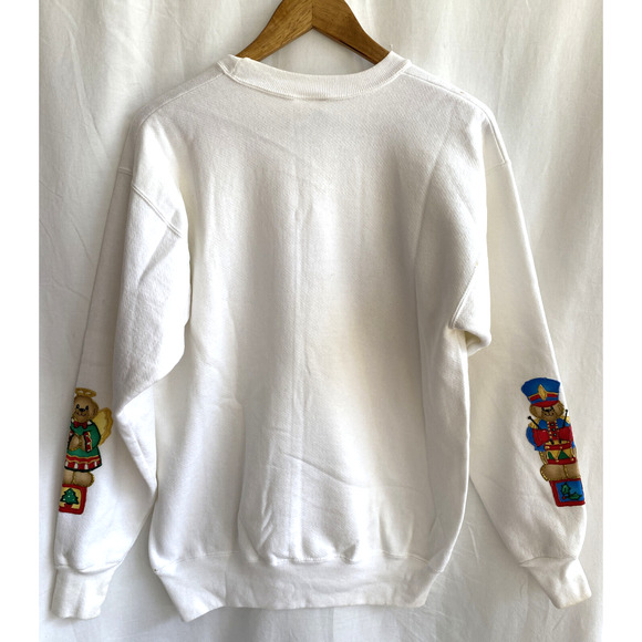 HANES Heavy Weight Vintage Ugly Christmas Sweatshirt Teddy Bears Painted Size M - Picture 3 of 6